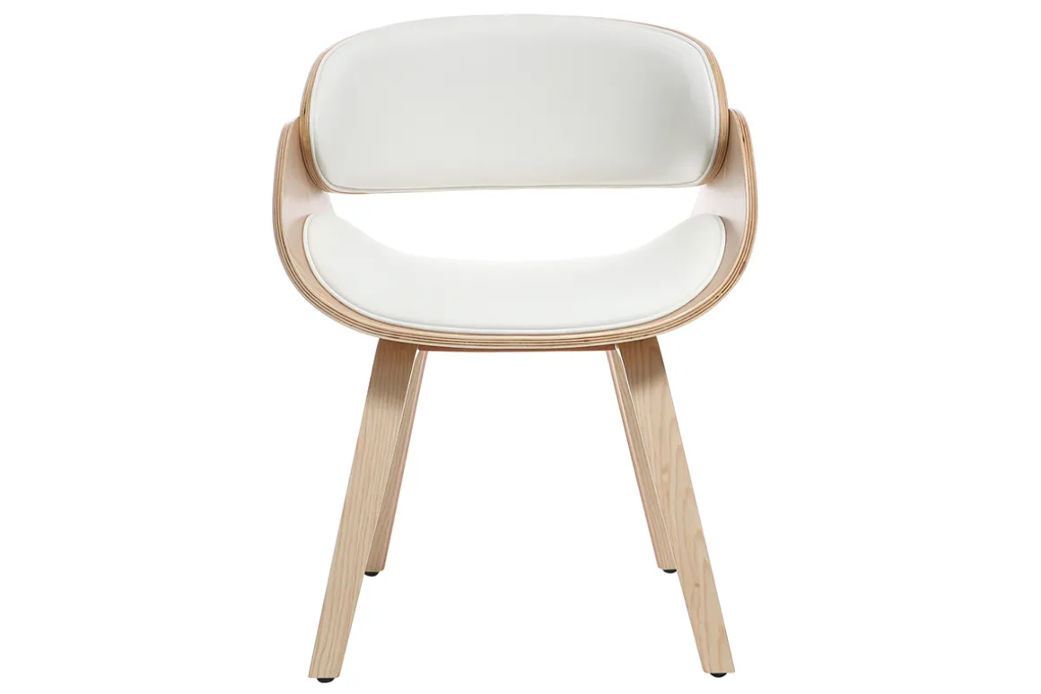 Store Miliboo Silla blanca y madera clara BENT