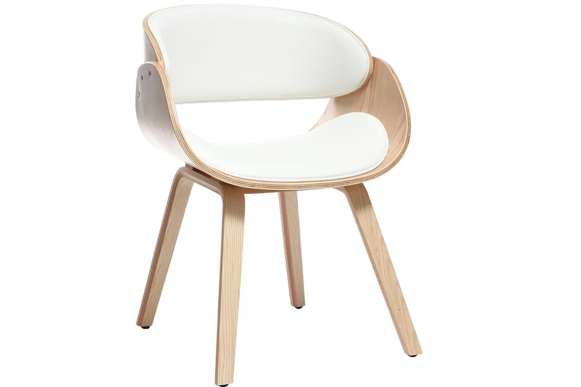 Store Miliboo Silla blanca y madera clara BENT
