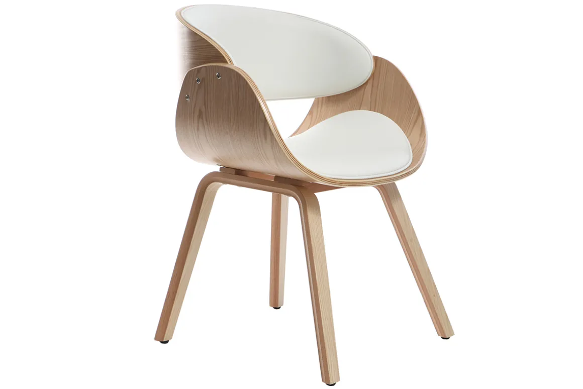 Store Miliboo Silla blanca y madera clara BENT