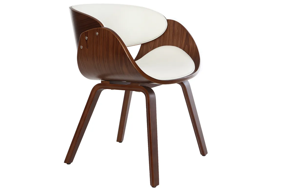 Flash Sale Miliboo Silla blanca y madera oscura nogal BENT