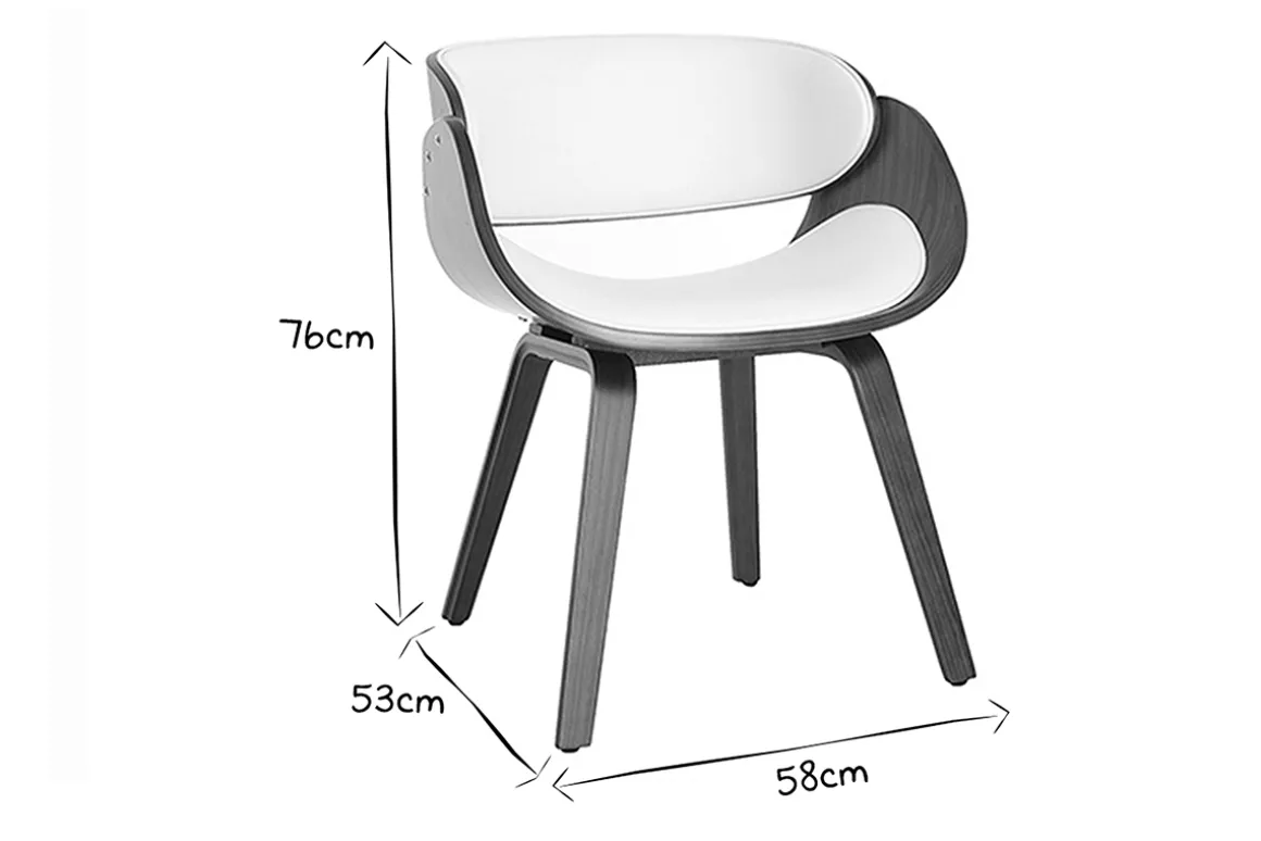Flash Sale Miliboo Silla blanca y madera oscura nogal BENT