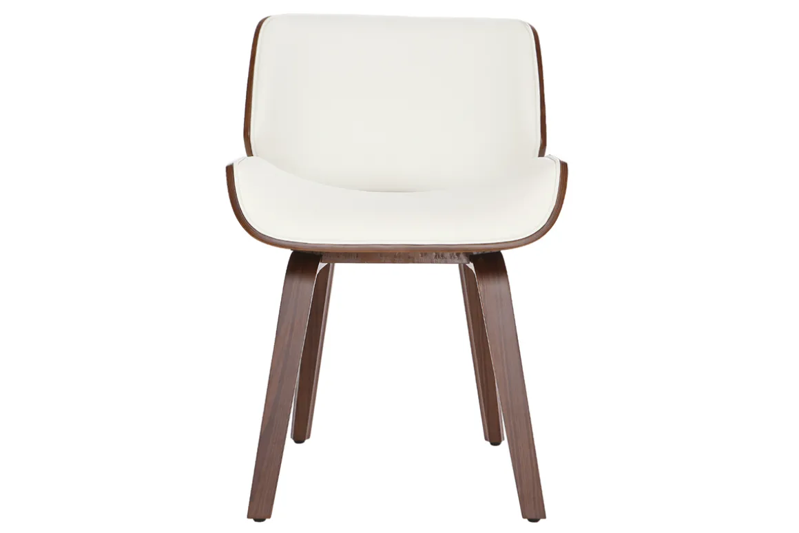Clearance Miliboo Silla blanca y madera oscura nogal RUBBENS