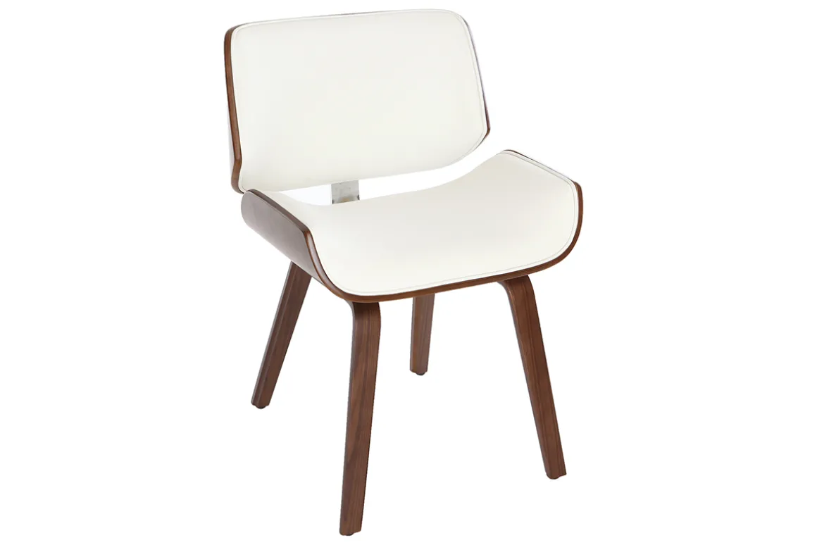 Clearance Miliboo Silla blanca y madera oscura nogal RUBBENS
