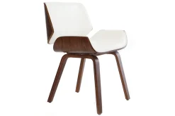 Clearance Miliboo Silla blanca y madera oscura nogal RUBBENS