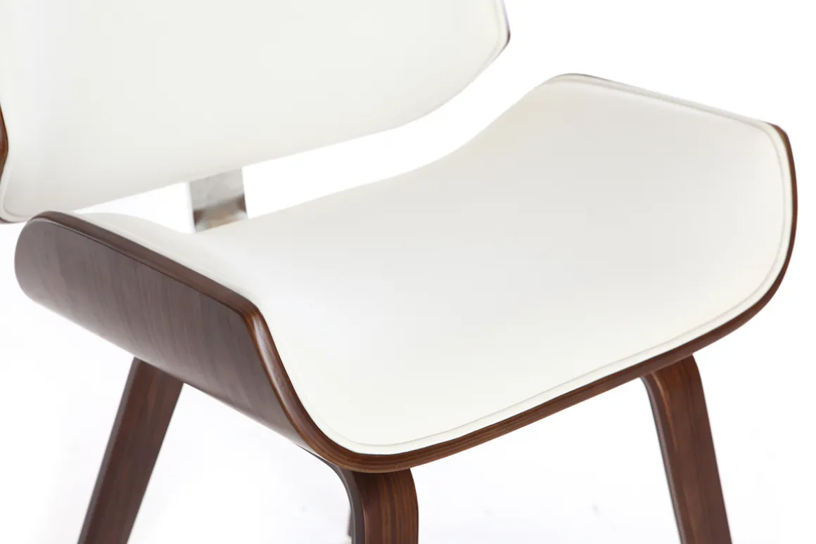 Clearance Miliboo Silla blanca y madera oscura nogal RUBBENS