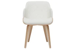 Hot Miliboo Silla de diseño blanca y de madera clara LUCIEN