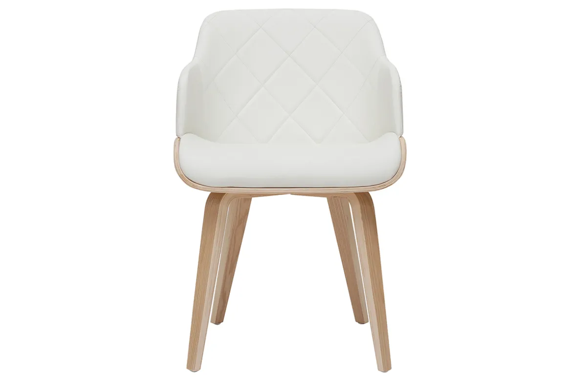 Hot Miliboo Silla de diseño blanca y de madera clara LUCIEN