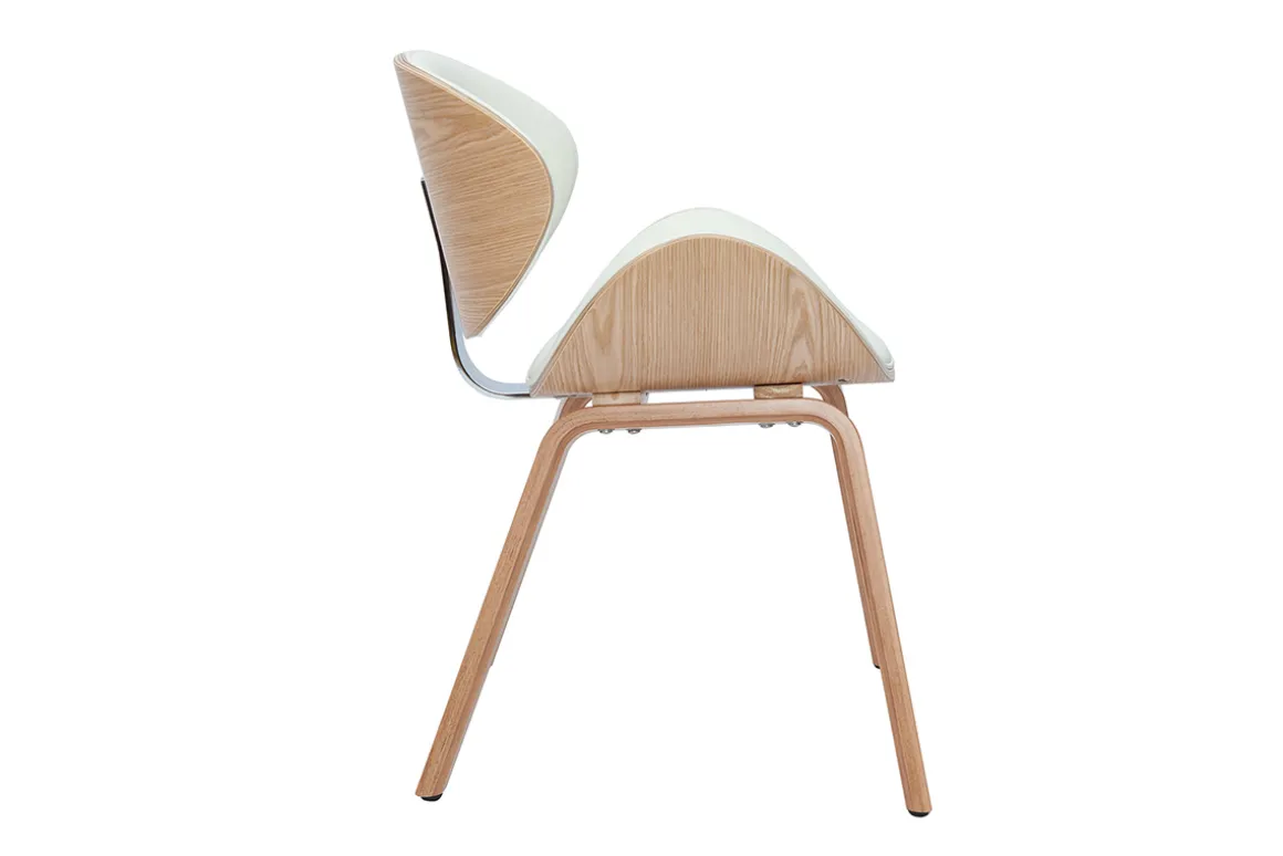 Outlet Miliboo Silla de diseño blanca y madera clara WALNUT