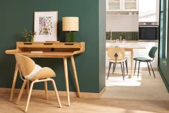 Outlet Miliboo Silla de diseño blanca y madera clara WALNUT