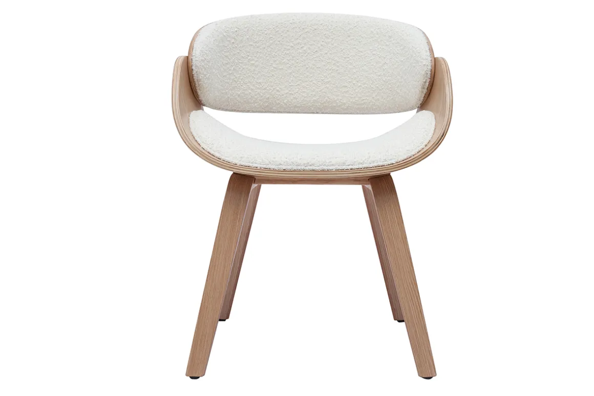 New Miliboo Silla de diseño de borreguillo y madera clara BENT