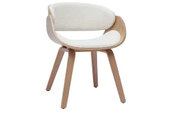 New Miliboo Silla de diseño de borreguillo y madera clara BENT