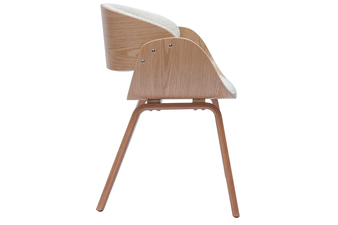 New Miliboo Silla de diseño de borreguillo y madera clara BENT