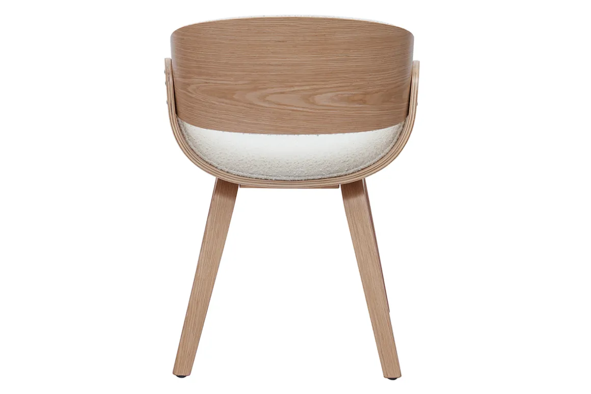 New Miliboo Silla de diseño de borreguillo y madera clara BENT