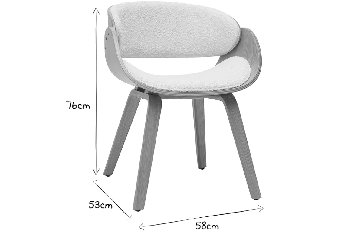 New Miliboo Silla de diseño de borreguillo y madera clara BENT