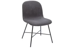 Store Miliboo Silla de diseño de efecto aterciopelado gris oscuro y metal negro ARCADE