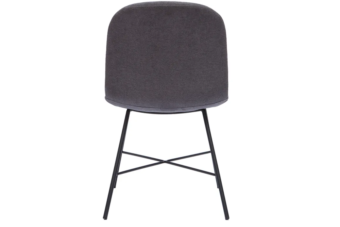 Store Miliboo Silla de diseño de efecto aterciopelado gris oscuro y metal negro ARCADE