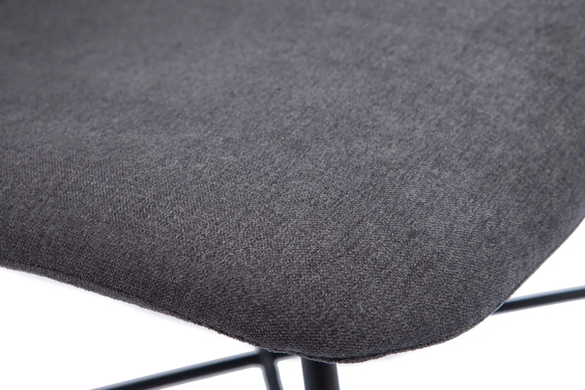 Store Miliboo Silla de diseño de efecto aterciopelado gris oscuro y metal negro ARCADE