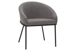 Sale Miliboo Silla de diseño de tela efecto aterciopelado gris y metal negro JENNA