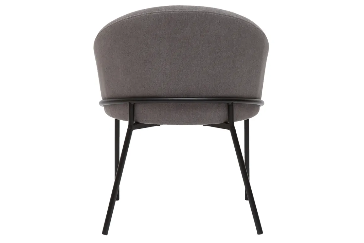 Sale Miliboo Silla de diseño de tela efecto aterciopelado gris y metal negro JENNA