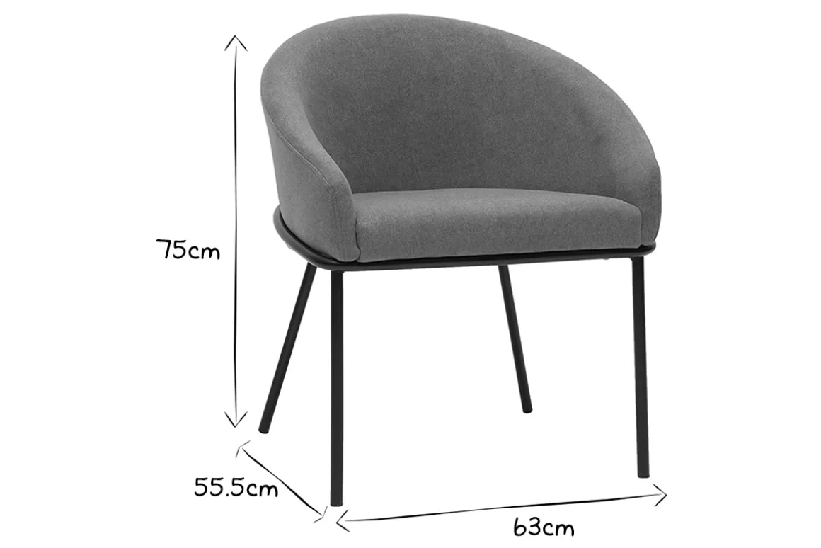 Sale Miliboo Silla de diseño de tela efecto aterciopelado gris y metal negro JENNA