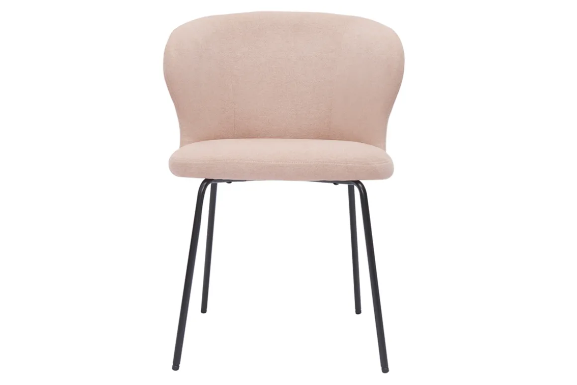 Shop Miliboo Silla de diseño de tela efecto aterciopelado rosa palo y metal negro YDA