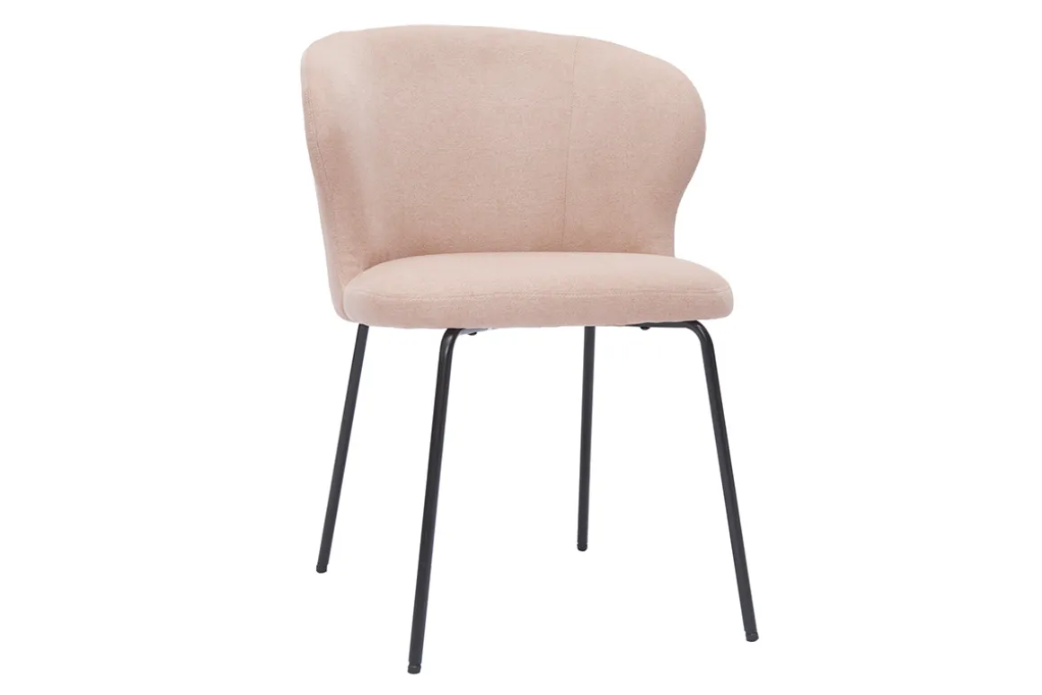 Shop Miliboo Silla de diseño de tela efecto aterciopelado rosa palo y metal negro YDA