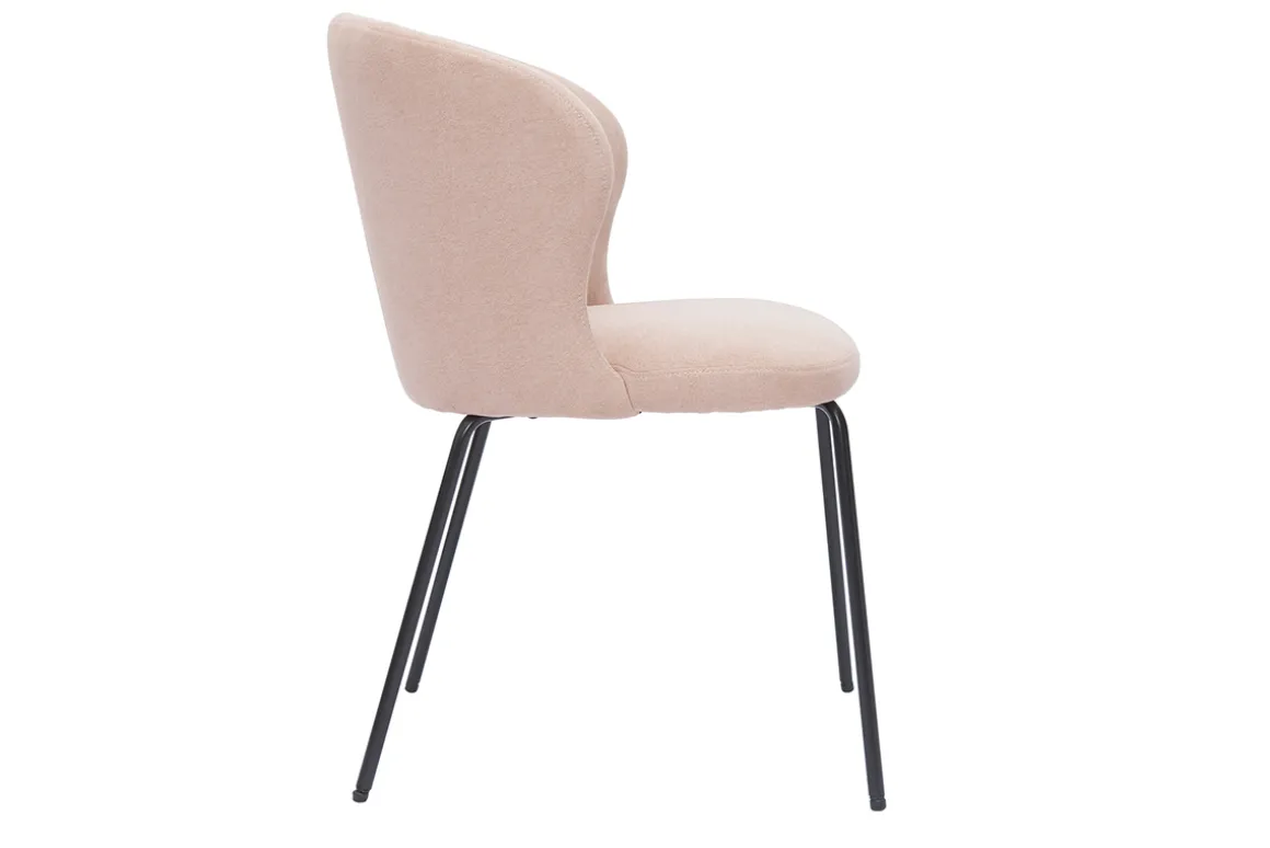 Shop Miliboo Silla de diseño de tela efecto aterciopelado rosa palo y metal negro YDA