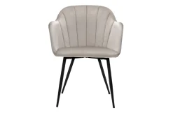 Best Sale Miliboo Silla de diseño de terciopelo color topo y patas de metal negro MILLY