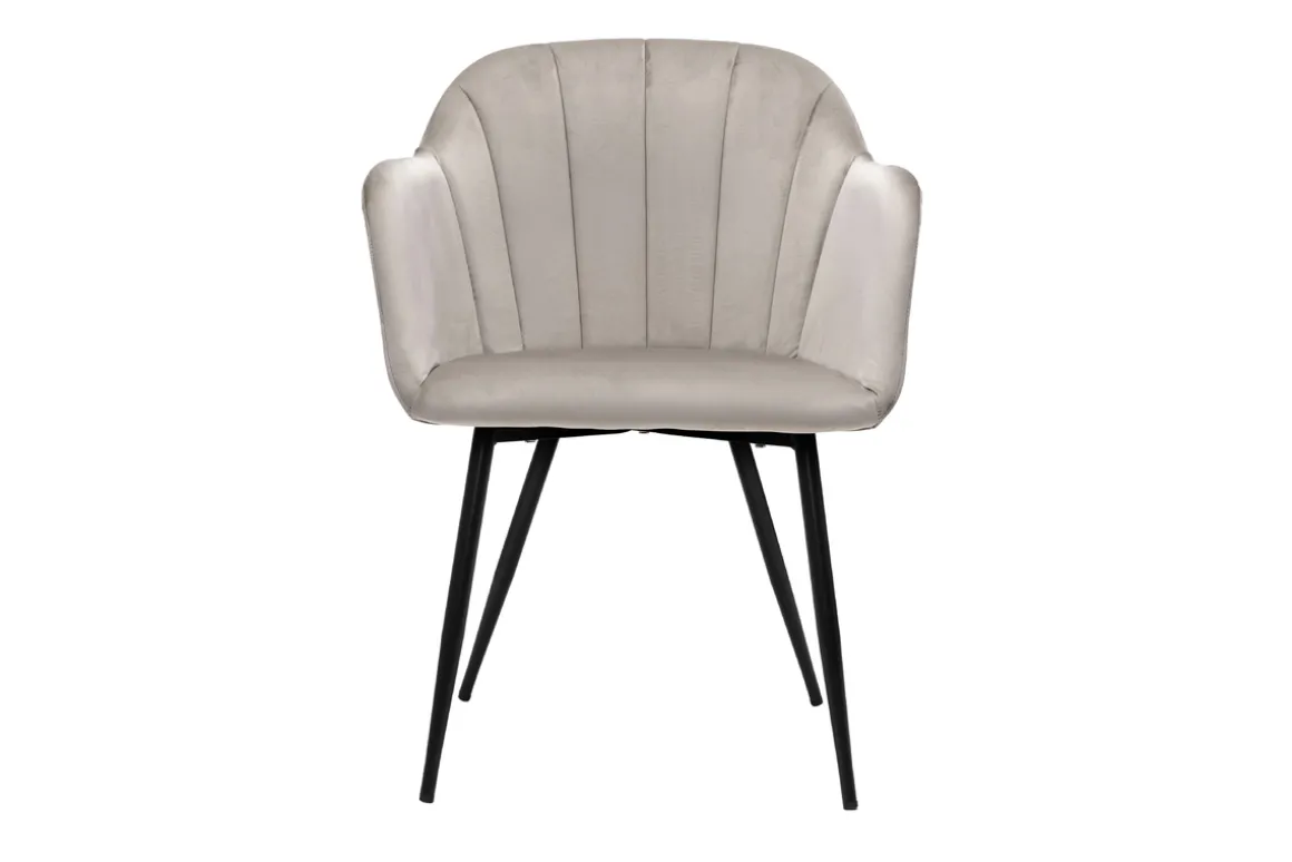 Best Sale Miliboo Silla de diseño de terciopelo color topo y patas de metal negro MILLY