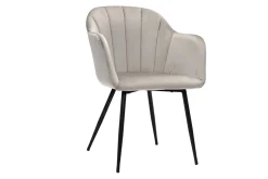 Best Sale Miliboo Silla de diseño de terciopelo color topo y patas de metal negro MILLY