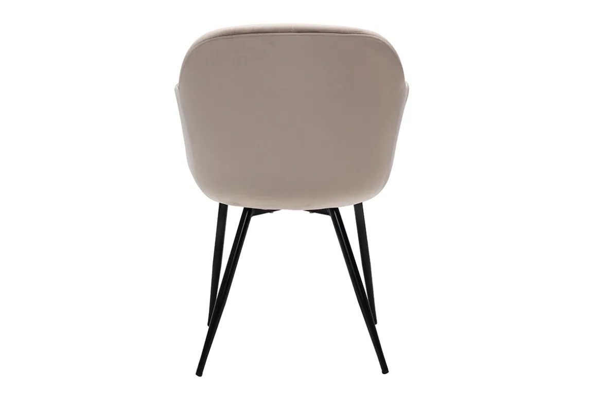 Best Sale Miliboo Silla de diseño de terciopelo color topo y patas de metal negro MILLY