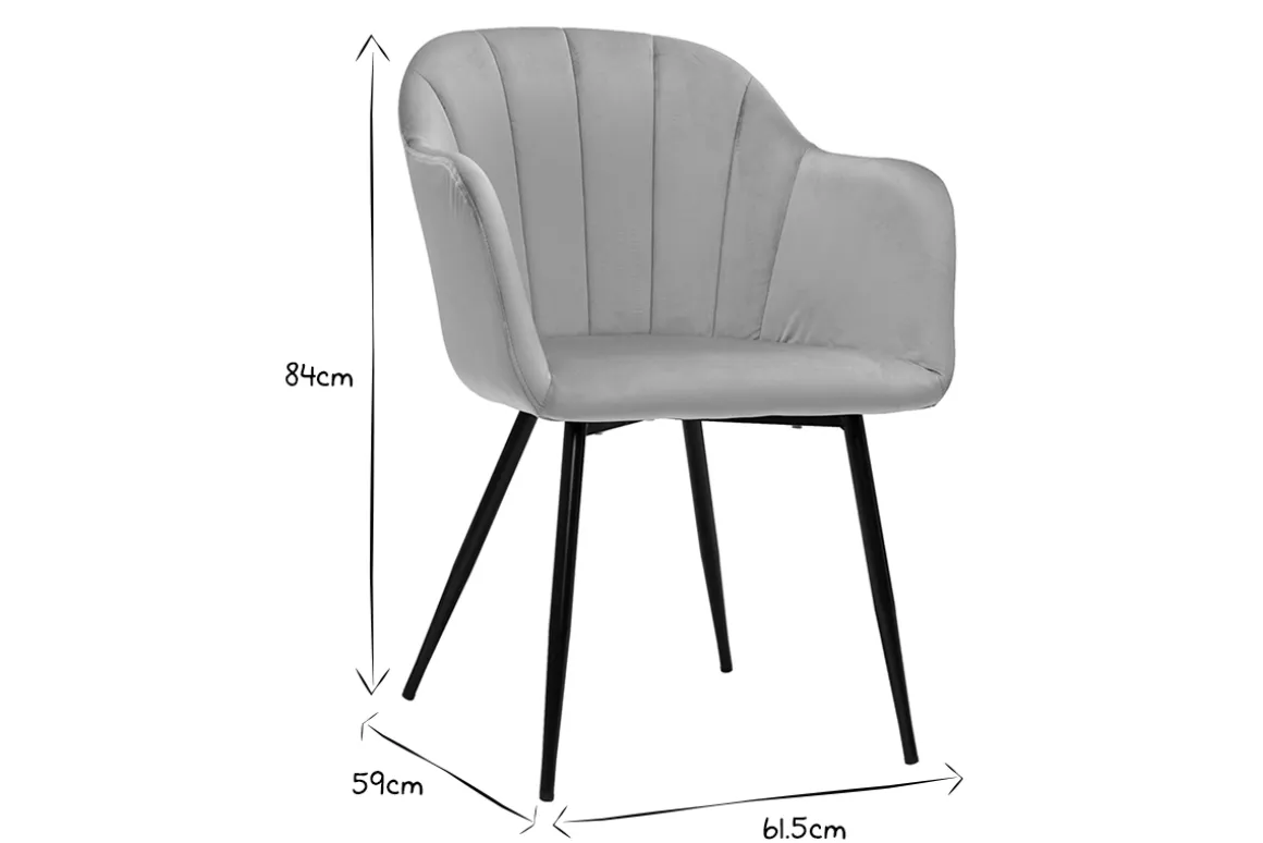 Best Sale Miliboo Silla de diseño de terciopelo color topo y patas de metal negro MILLY