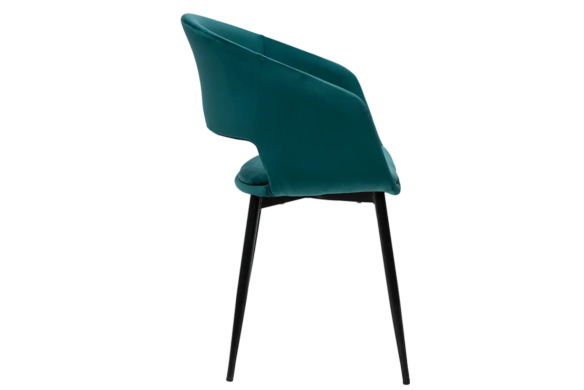 Best Miliboo Silla de diseño de terciopelo azul petróleo y patas de metal negro PRISMA