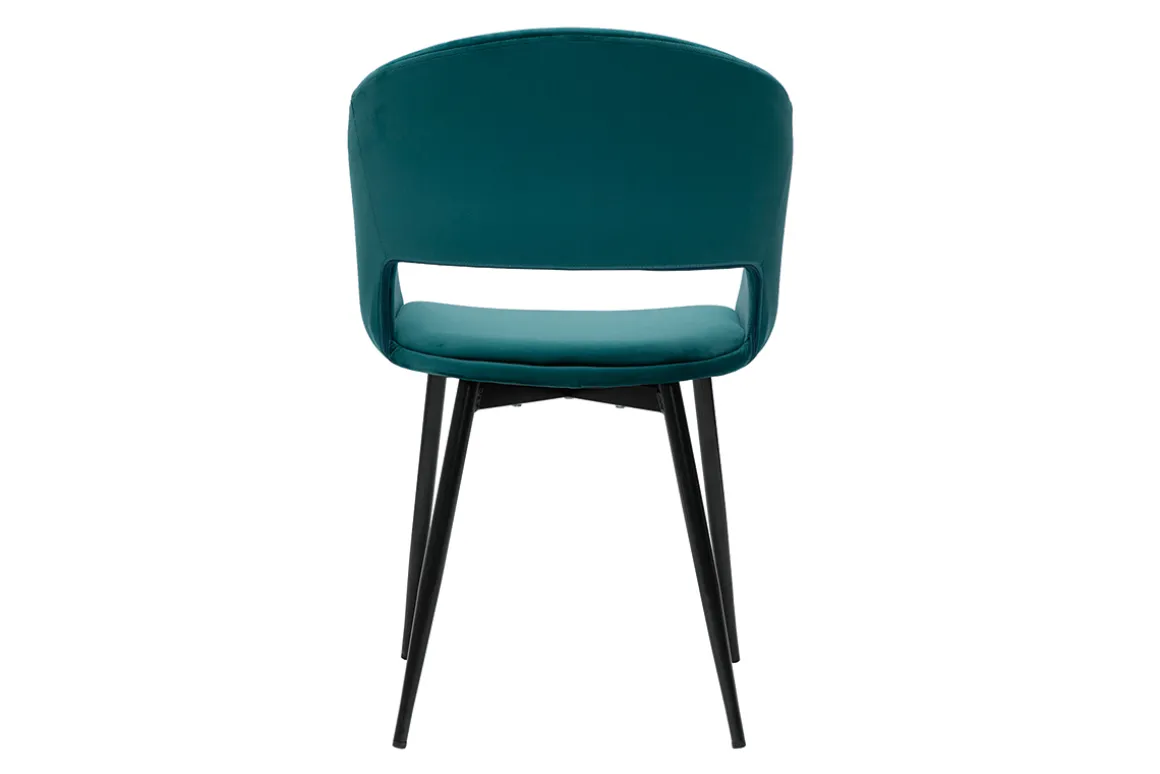 Best Miliboo Silla de diseño de terciopelo azul petróleo y patas de metal negro PRISMA