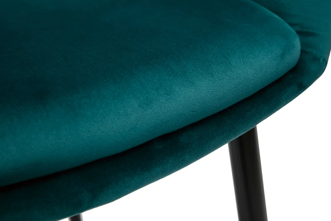 Best Miliboo Silla de diseño de terciopelo azul petróleo y patas de metal negro PRISMA