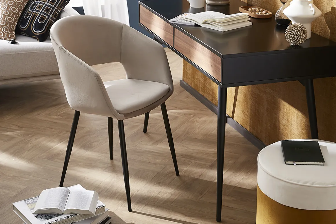 Best Miliboo Silla de diseño de terciopelo azul petróleo y patas de metal negro PRISMA