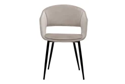 Fashion Miliboo Silla de diseño de terciopelo color topo con patas de metal negro PRISMA