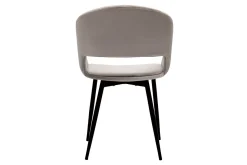 Fashion Miliboo Silla de diseño de terciopelo color topo con patas de metal negro PRISMA
