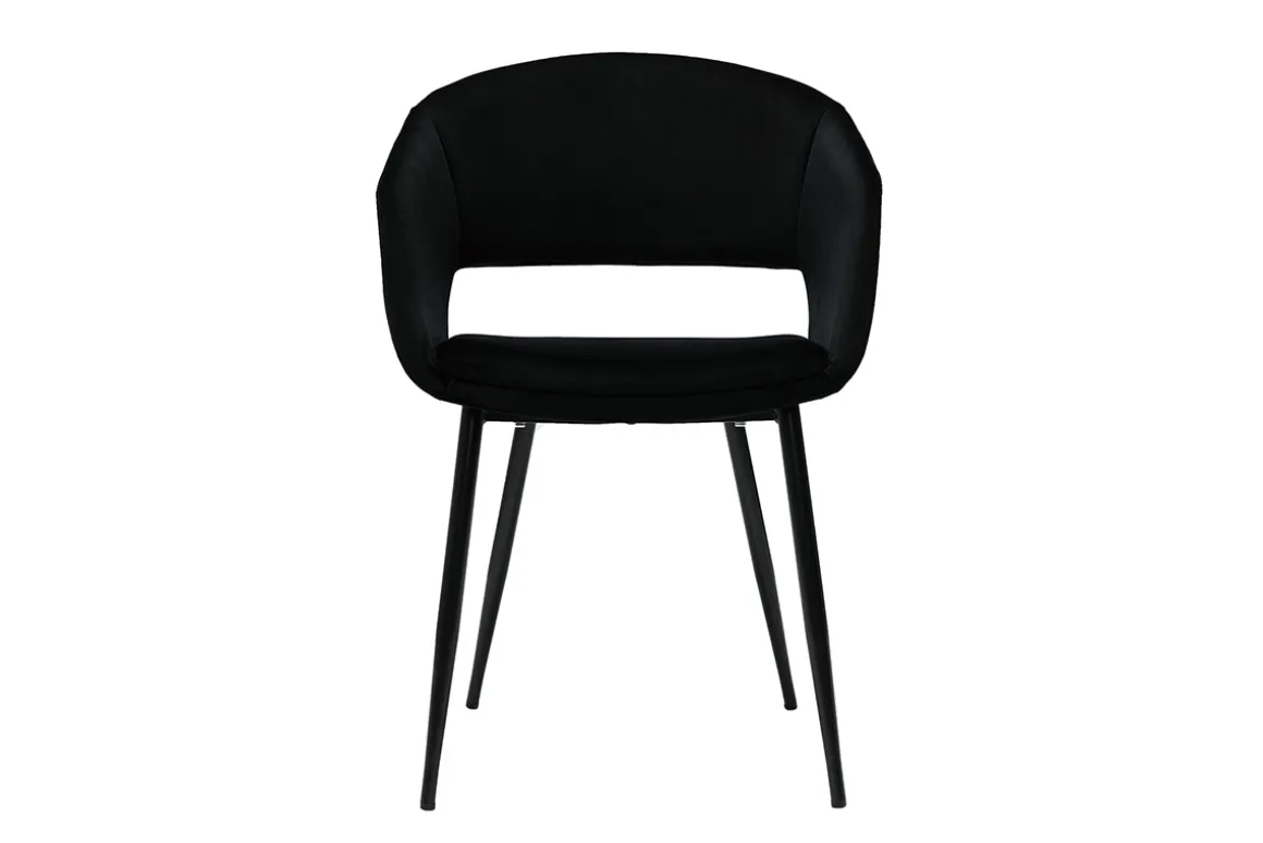 Cheap Miliboo Silla de diseño de terciopelo negra con patas de metal negro PRISMA