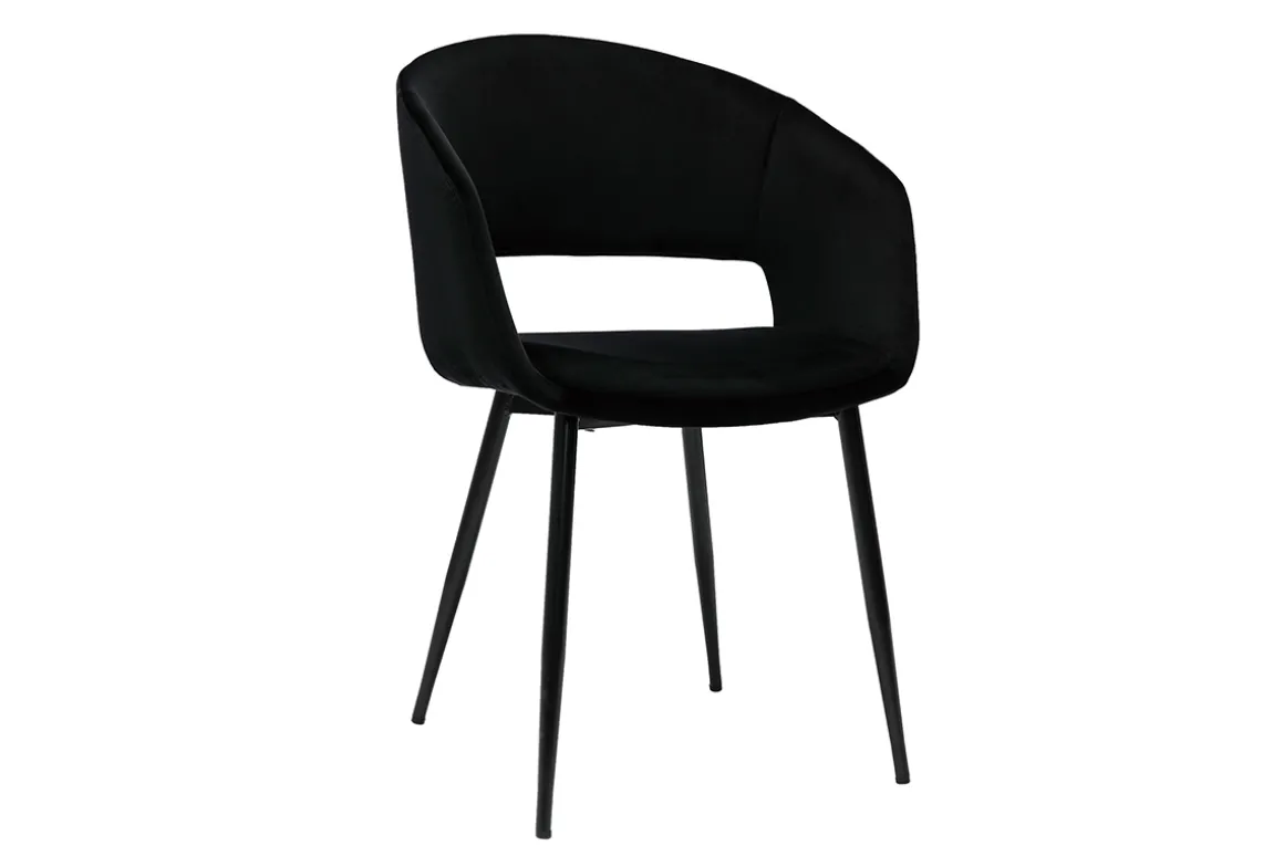 Cheap Miliboo Silla de diseño de terciopelo negra con patas de metal negro PRISMA