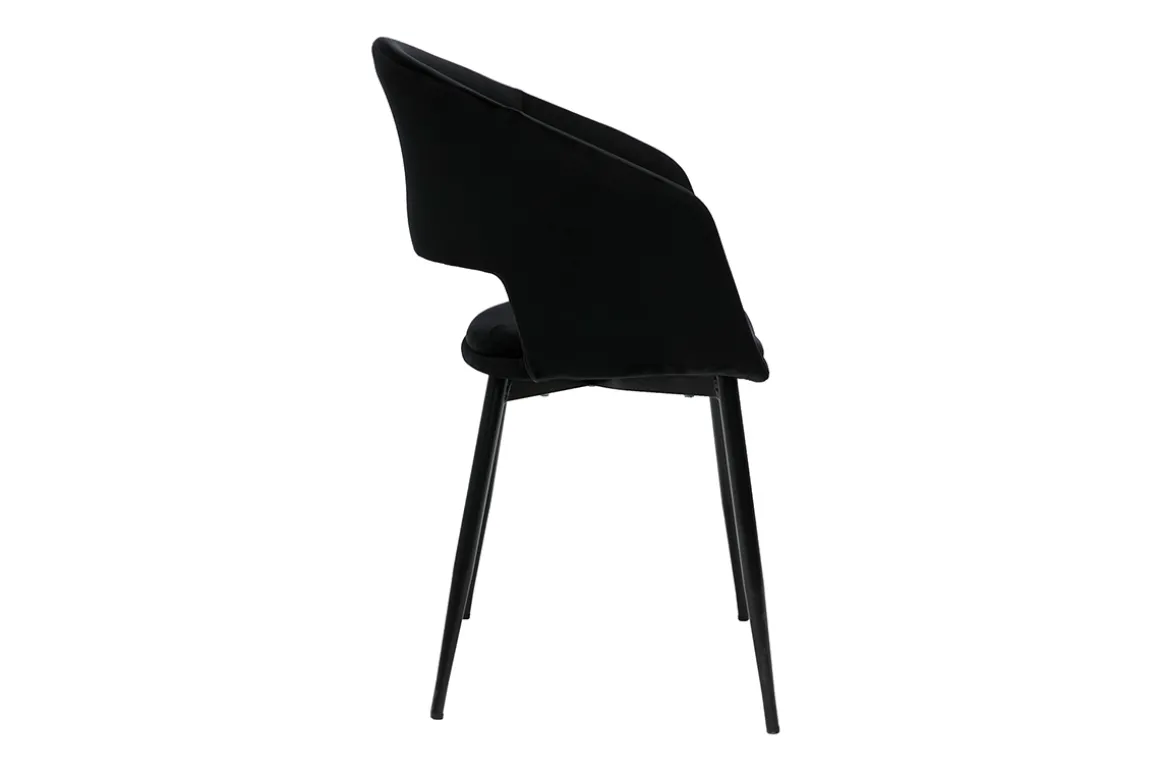 Cheap Miliboo Silla de diseño de terciopelo negra con patas de metal negro PRISMA