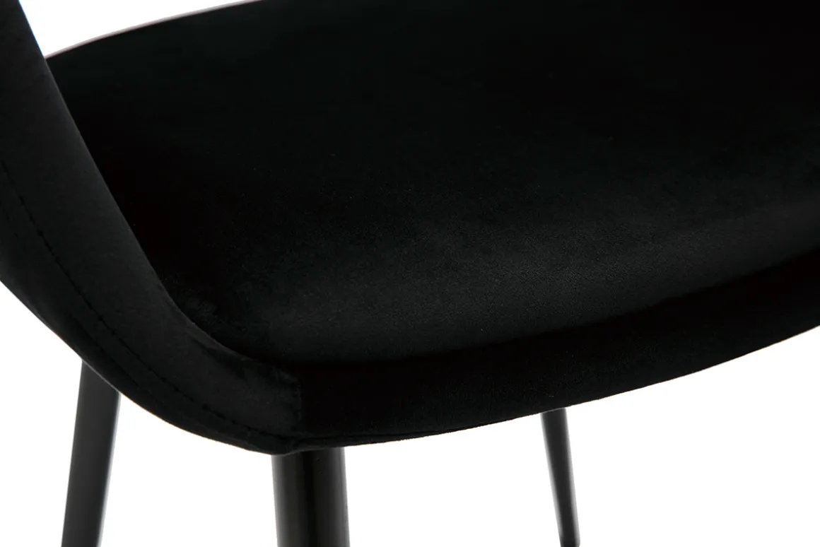 Cheap Miliboo Silla de diseño de terciopelo negra con patas de metal negro PRISMA