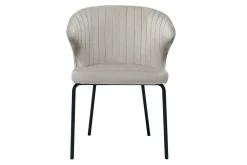 Flash Sale Miliboo Silla de diseño de terciopelo gofrado color topo y metal negro REQUIEM