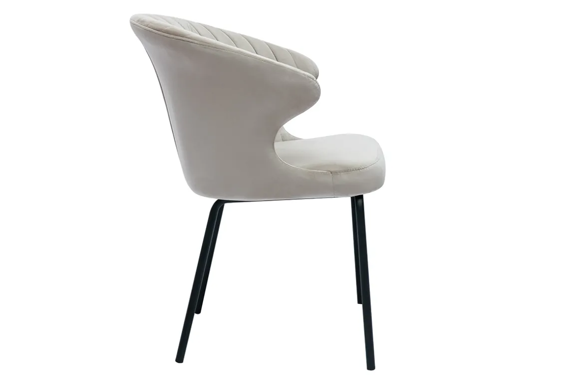Flash Sale Miliboo Silla de diseño de terciopelo gofrado color topo y metal negro REQUIEM