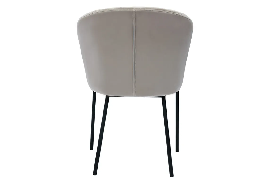Flash Sale Miliboo Silla de diseño de terciopelo gofrado color topo y metal negro REQUIEM