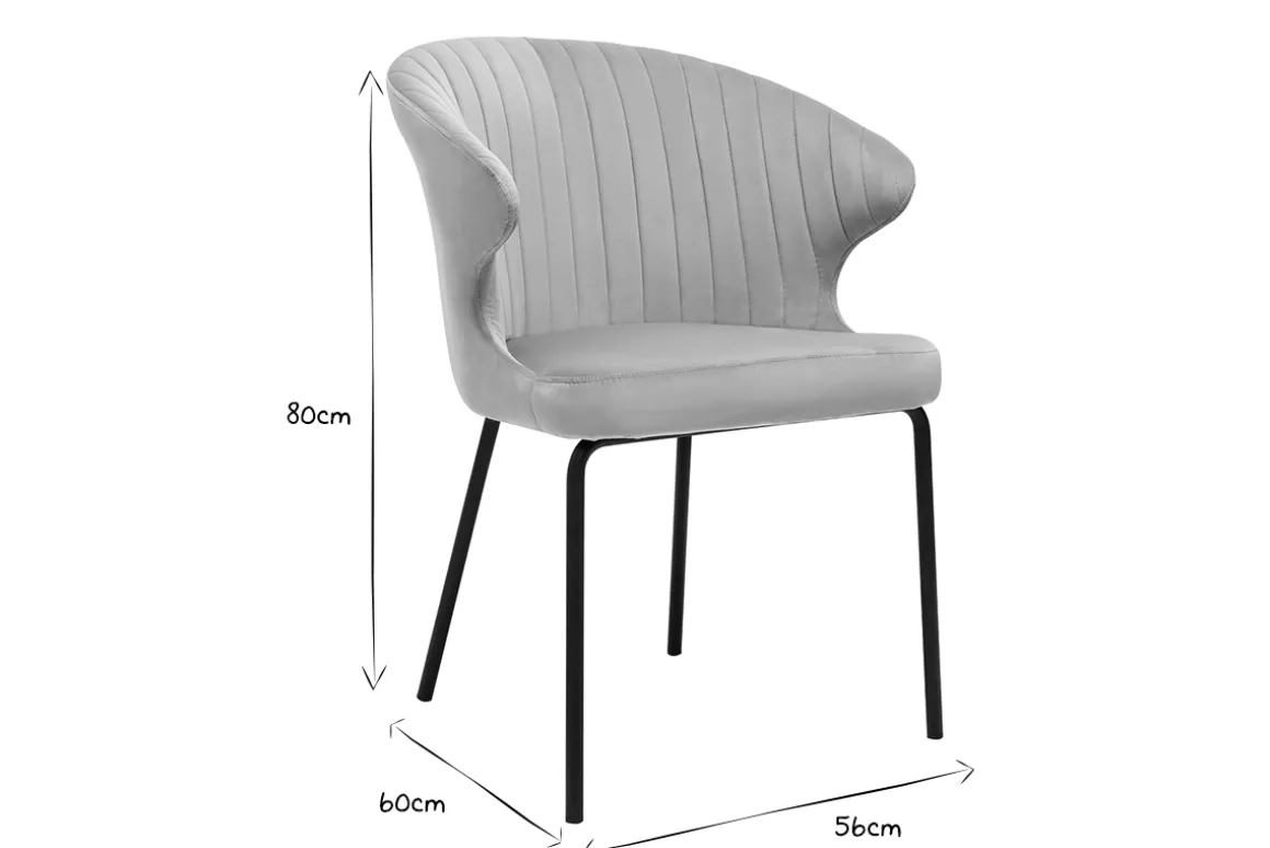 Flash Sale Miliboo Silla de diseño de terciopelo gofrado color topo y metal negro REQUIEM