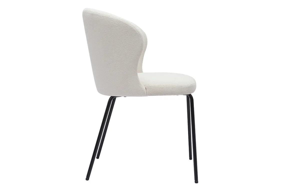 Sale Miliboo Silla de diseño en tejido borreguillo blanco y metal negro YDA