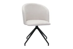 Fashion Miliboo Silla de diseño giratoria 360° de terciopelo beige texturizado y metal negro VANITY