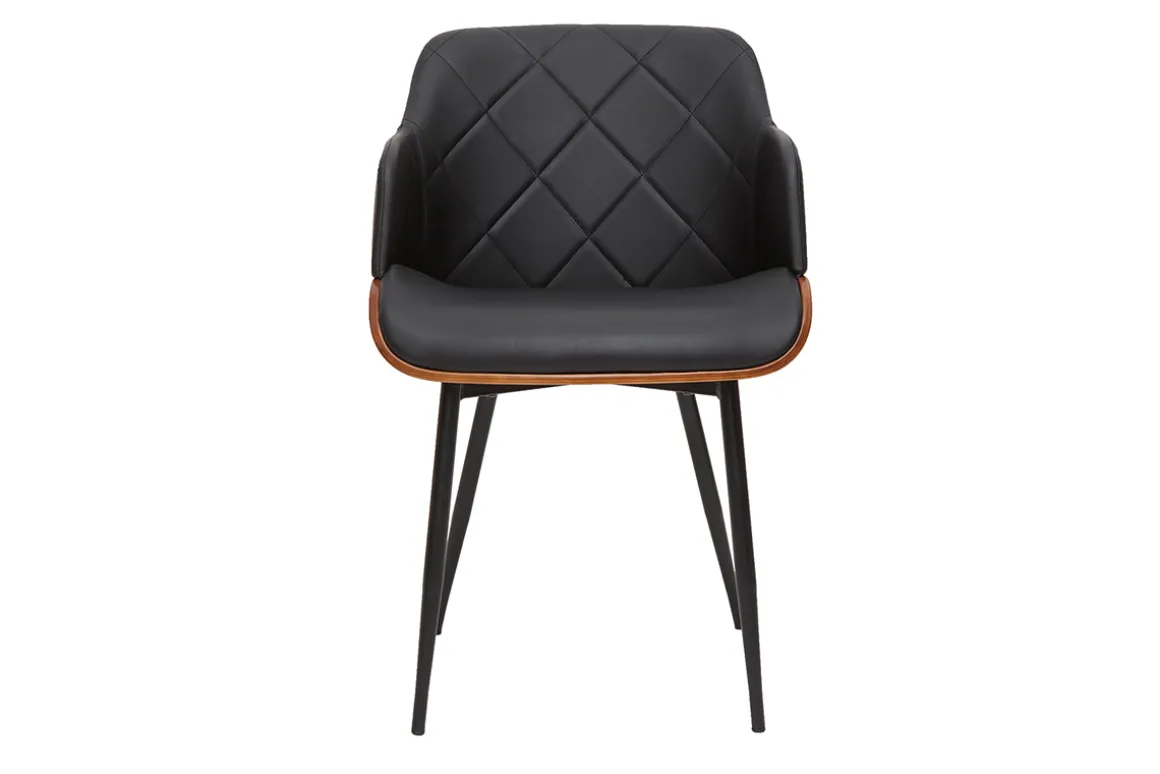 Discount Miliboo Silla de diseño negra con nogal LUCIEN
