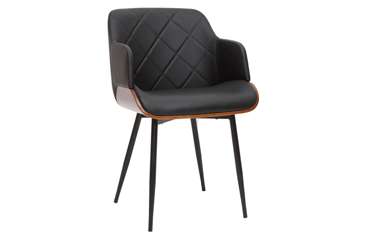 Discount Miliboo Silla de diseño negra con nogal LUCIEN